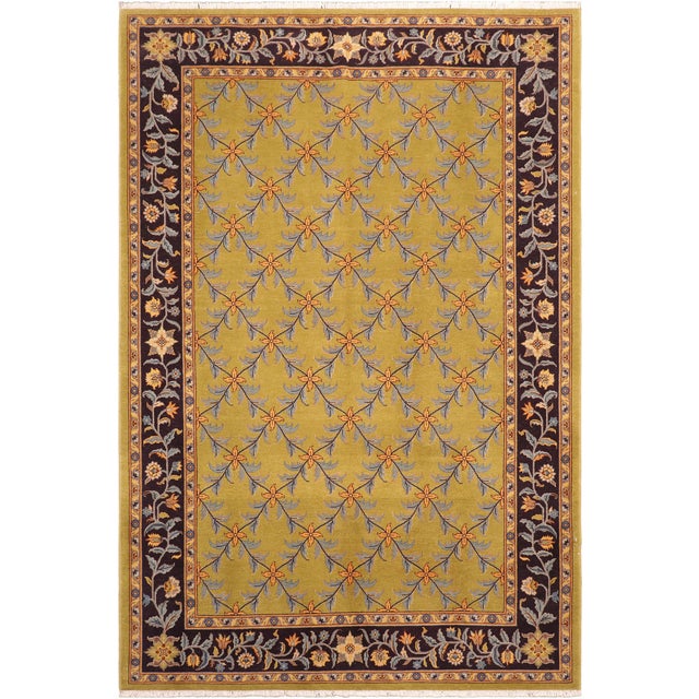 Shabby Chic Green/Aubergine Wool Rug - 6'2'' X 9'2'' For Sale - Image 9 of 10