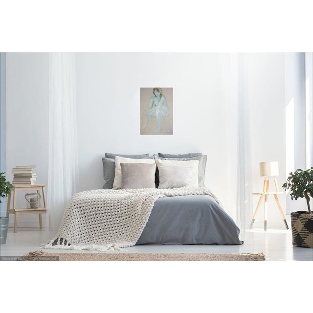 Martha Holden "Woman in Blue" Pastel Drawing For Sale In Los Angeles - Image 6 of 6