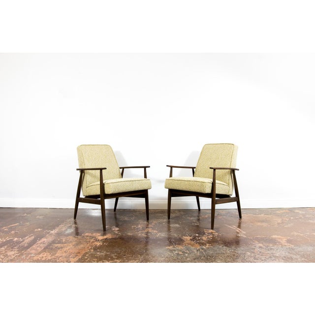 A pair of armchairs, model 300-190, designed by Henryk Lis in the 1960s, produced by Dolnośląska Fabryka Mebli, Poland....