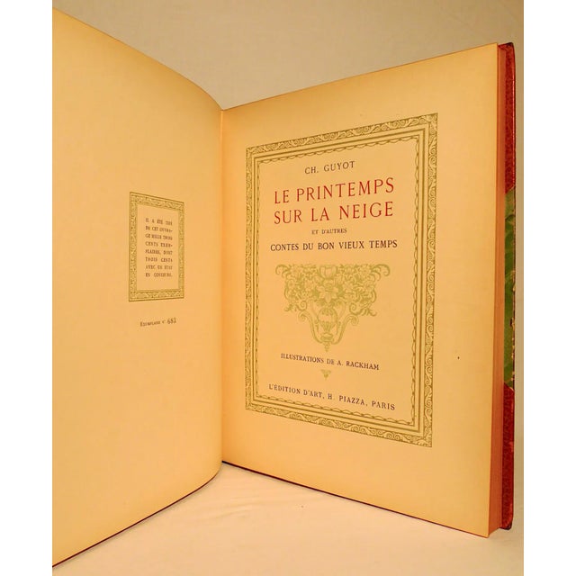 1920s Early 20th Century Decorative and Illustrated Leather Book, Guyot's Le Printemps Sur La Neige Et d'Autres Contes Du Bon Vieux Temps For Sale - Image 5 of 8