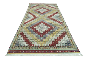 Vintage Oushak Nomad's Kilim Embroidered Rug