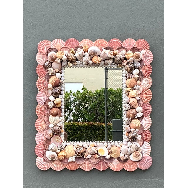 Vintage Boho Shell Encrusted Mirror For Sale - Image 9 of 12