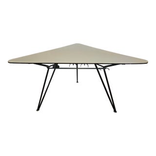 MCM Rare Santorini Wrought Iron Tripod Table With Original Melamine Top For Sale