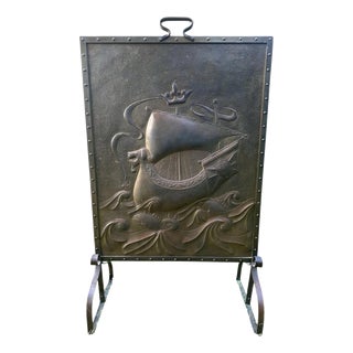 Copper Viking Ship Firescreen from Keswick School of Industrial Arts, 1890s For Sale