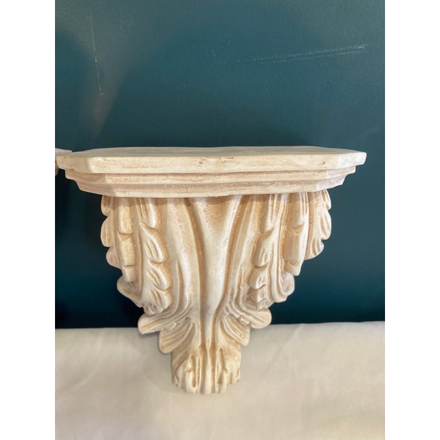 Mid 20th Century Vintage Concrete Wall Shelves Pair With Acanthus Detail For Sale - Image 5 of 13