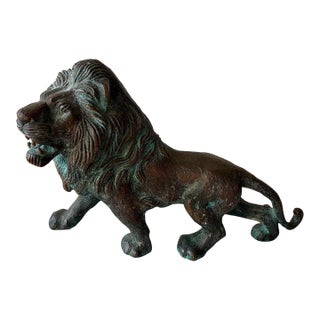 Late 20th Century Statue Bronze Lion For Sale