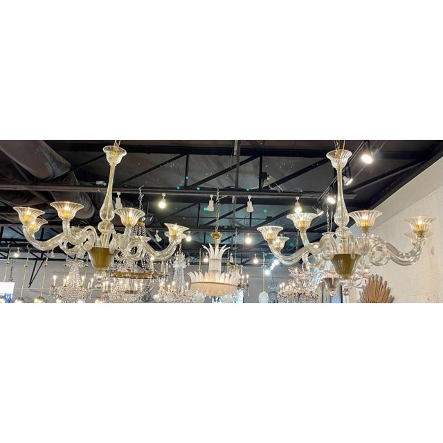 Pair of Early 21st Century Gold Murano Glass Chandeliers For Sale - Image 10 of 10