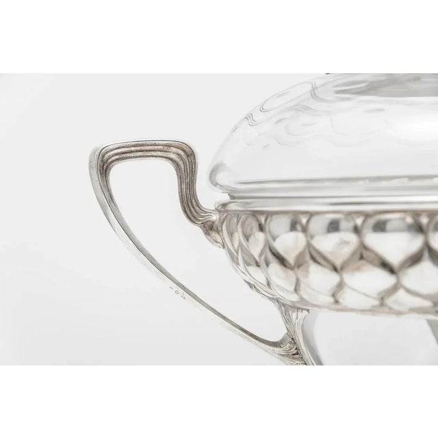 Metal Art Nouveau Silver Plate & Crystal Punch Bowl WMF For Sale - Image 7 of 12