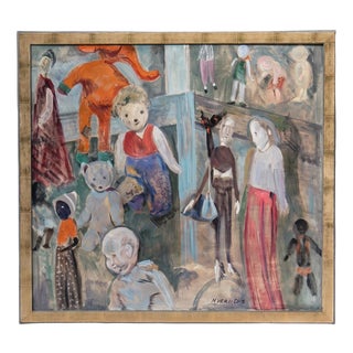 Margaretha Verheus, Waterloo Puppets, 1969, Oil Painting on Canvas, Framed For Sale