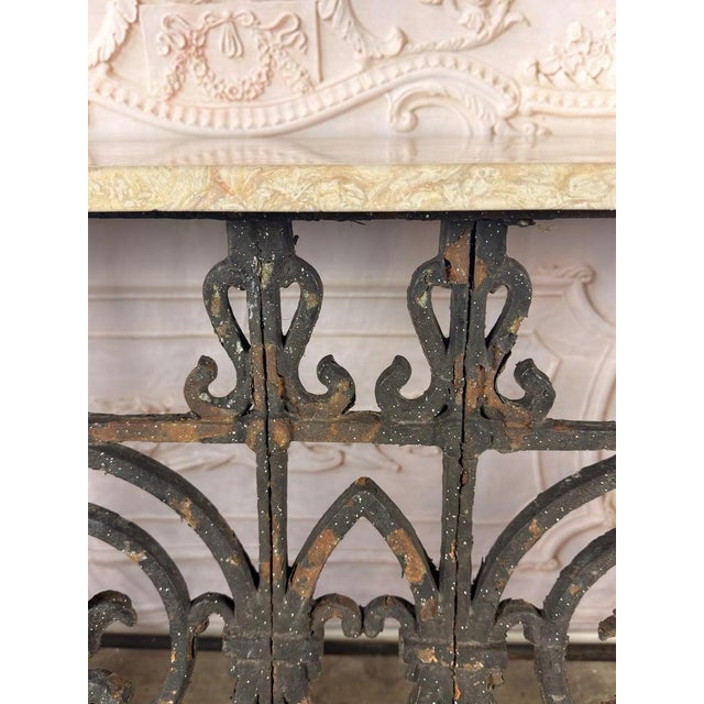 Antique French Console Table, Wrought Iron & Marble, Circa 1880 For Sale - Image 18 of 18