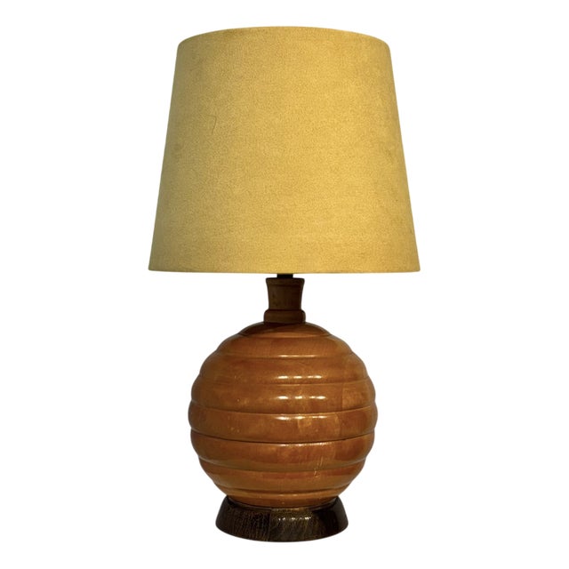 Art Deco Ball Shaped Table Lamp in Turned Birchwood, Sweden, 1930s For Sale