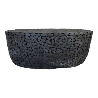 Organic Modern Black Metal Indoor/Outdoor Rivington Coffee Table For Sale