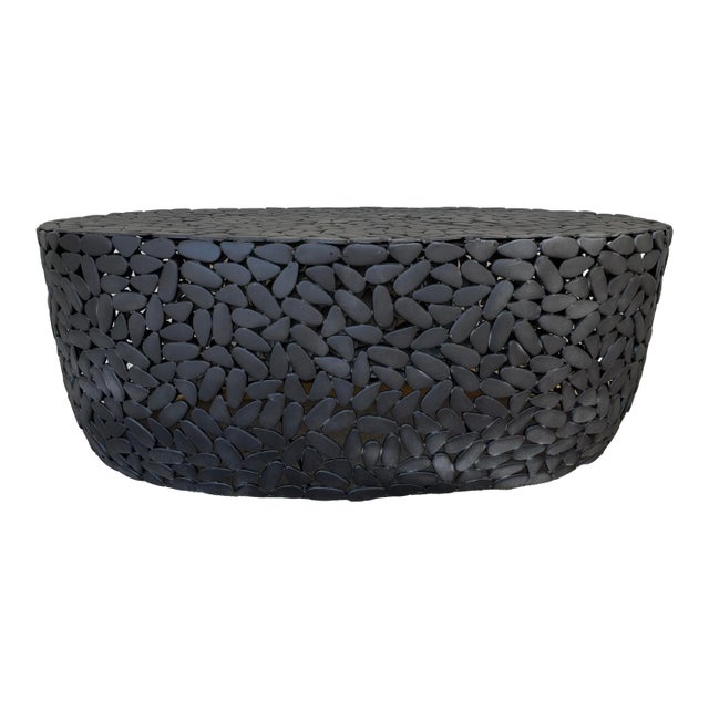 Organic Modern Black Metal Indoor/Outdoor Rivington Coffee Table For Sale