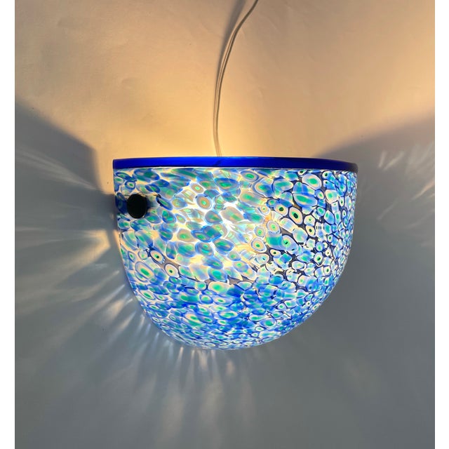 Blue Vintage Murano Glass Neverrino Wall Lamp by Gae Aulenti for Vistosi, 1970s For Sale - Image 8 of 16