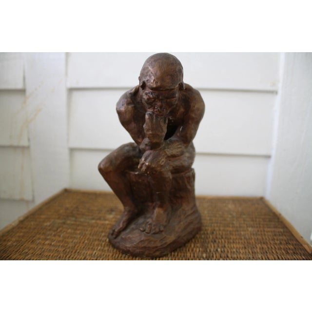 Bronze Painted Plaster Thinker Sculpture For Sale - Image 10 of 11