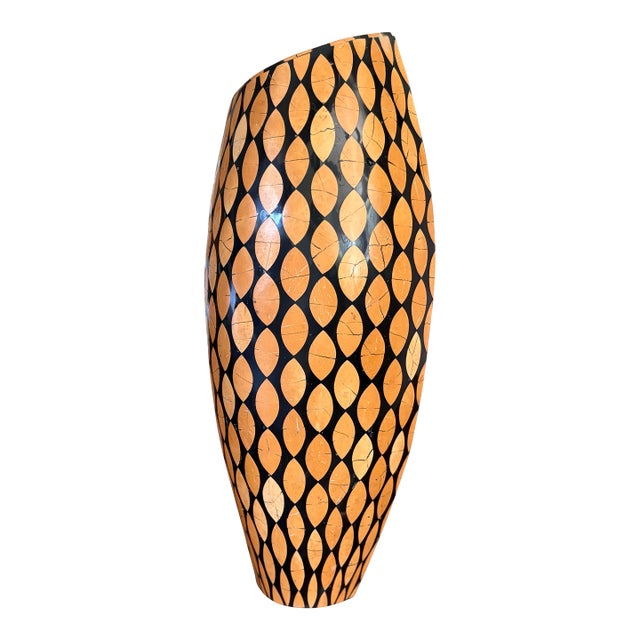 R&y Augousti Coconut Shell Marquetry Vase — Sculptural Ovoid, Paris For Sale
