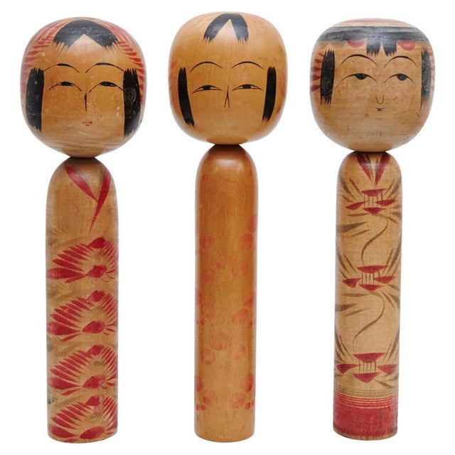 Kokeshi Dolls, Set of 3 For Sale - Image 15 of 15