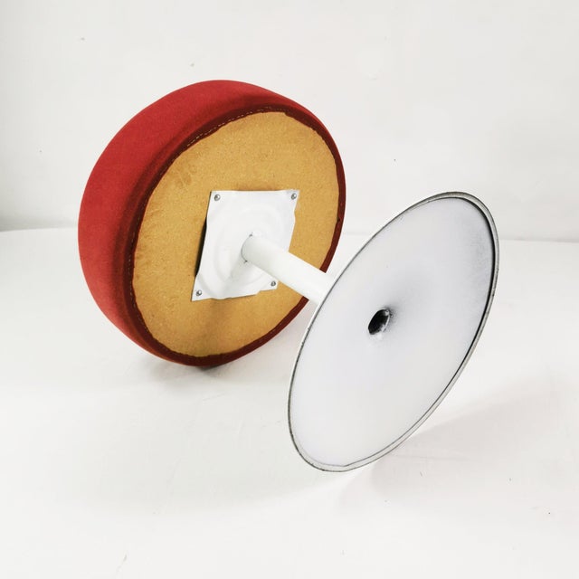 White Vintage Space Age Stool in Fabric and Metal, 1970s For Sale - Image 8 of 10
