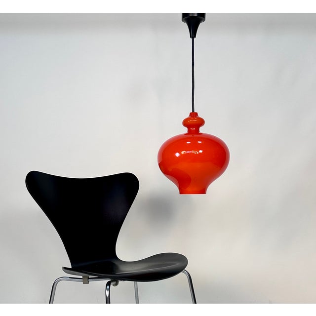 Red Glass Hanging Lamp by Hans Agne Jacobsson for Staff, 1960s For Sale - Image 8 of 18