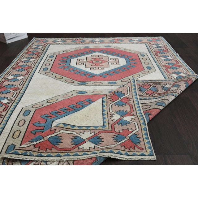Vintage Turkish Oushak Handmade Wool Cotton Red Area Rug For Sale - Image 9 of 11
