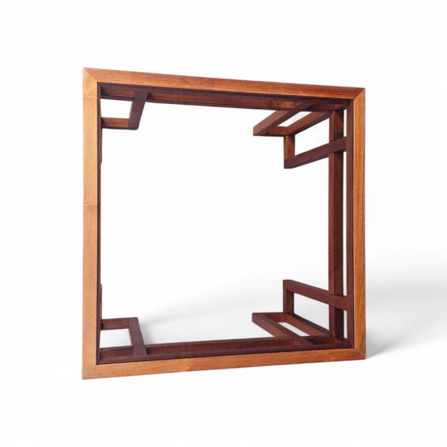 Danish Modern Teak Geometric Glass Top Side Table, Circa 1960s–70s For Sale In Austin - Image 6 of 9