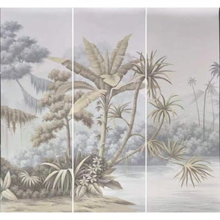 Tropical Views , Tropical Scenery, Hand-Painted Panoramic Wallpaper For Sale