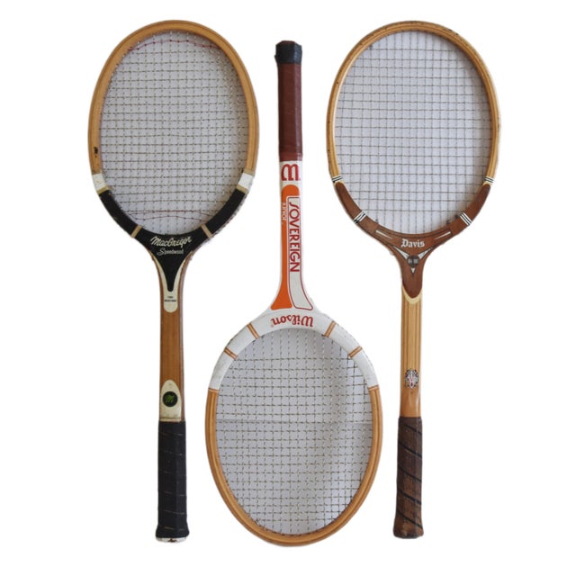 Vintage Designer Decorative Tennis Racquets - Set of Three | Chairish