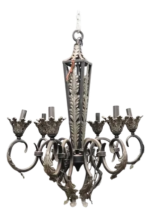 French Regency Style Wrought Iron Chandelier Circa 1960s