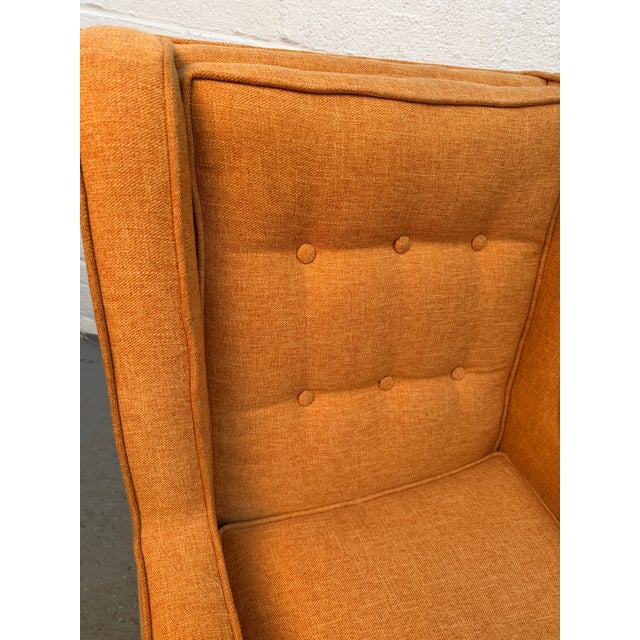 Pair of Vintage Mid-Century Modern Orange Upholstered Armchairs For Sale - Image 13 of 13
