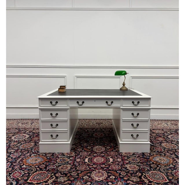 English Classic White Partner Desk For Sale - Image 3 of 18