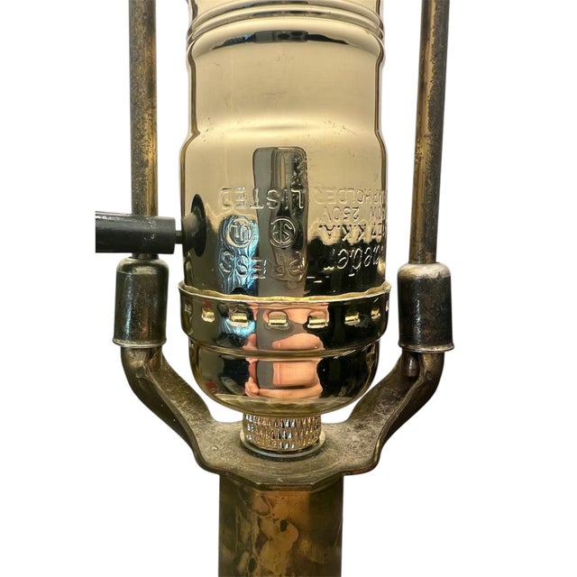 Pair of Vintage 1950s Hollywood Regency Italian Rococo Revival Cherub Lamps – Brass & Crystal For Sale - Image 10 of 11