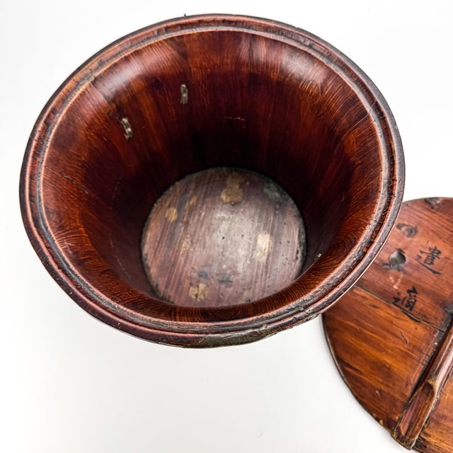 Wood Antique Chinese Wood Covered Rice Bucket For Sale - Image 7 of 12