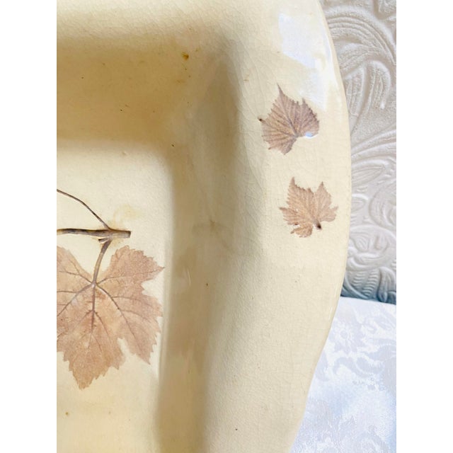 Rustic 2000s Studio Pottery Square Bowl With Leaves Design by Susan Mikkelsen For Sale - Image 3 of 7