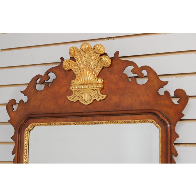 Chippendale Prince of Wales Chippendale Style Burl Walnut Wall Mirror For Sale - Image 3 of 13