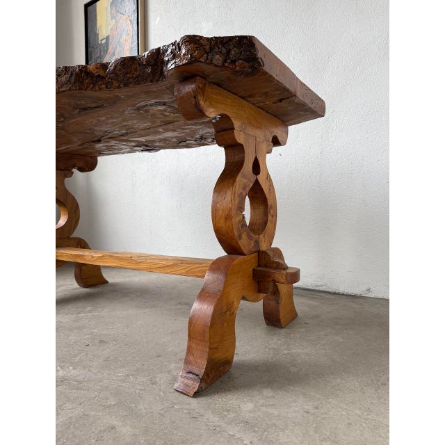 Folk Art Handcrafted Elm Table, 1950s For Sale - Image 17 of 18