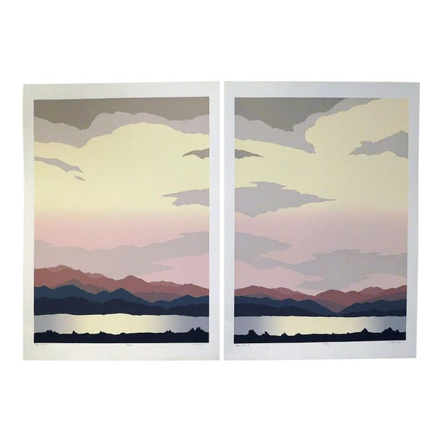 Jim Boutwell "Finger Lake I & Ii" Diptych Hand Signed Fine Art Serigraphs For Sale