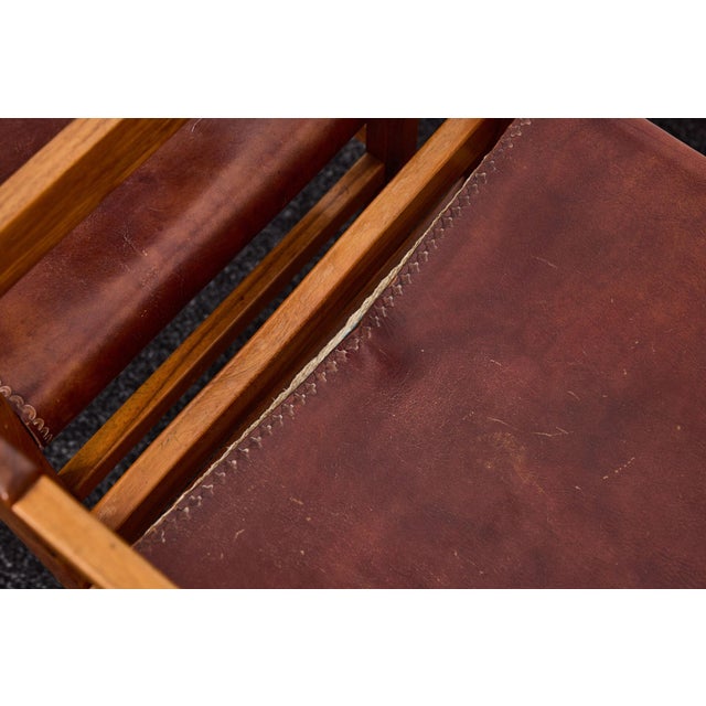 Wood Vintage Safari Style Leather Armchairs, 1970s, Set of 4 For Sale - Image 7 of 17