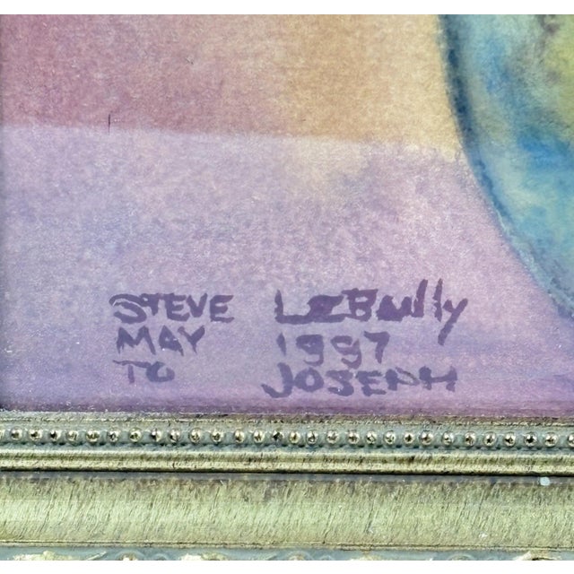 1997 Original Signed Steve LeBailly Botanical Watercolor – "Single Rose" This exquisite original watercolor on paper...