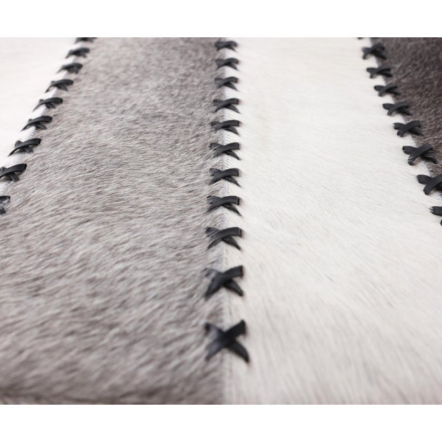 Luxury Striped Genuine Hair-on Cowhide Pillow 18x18 | Handmade For Sale - Image 4 of 7