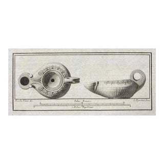 Antique 18th Century Roman Oil Lamp Engraving For Sale