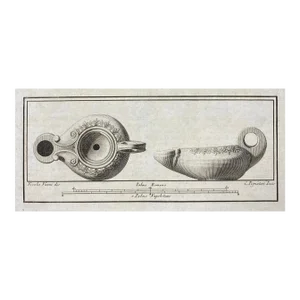 Antique 18th Century Roman Oil Lamp Engraving