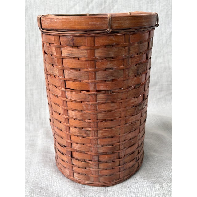 Vintage Bamboo Waste Basket For Sale In New York - Image 6 of 13