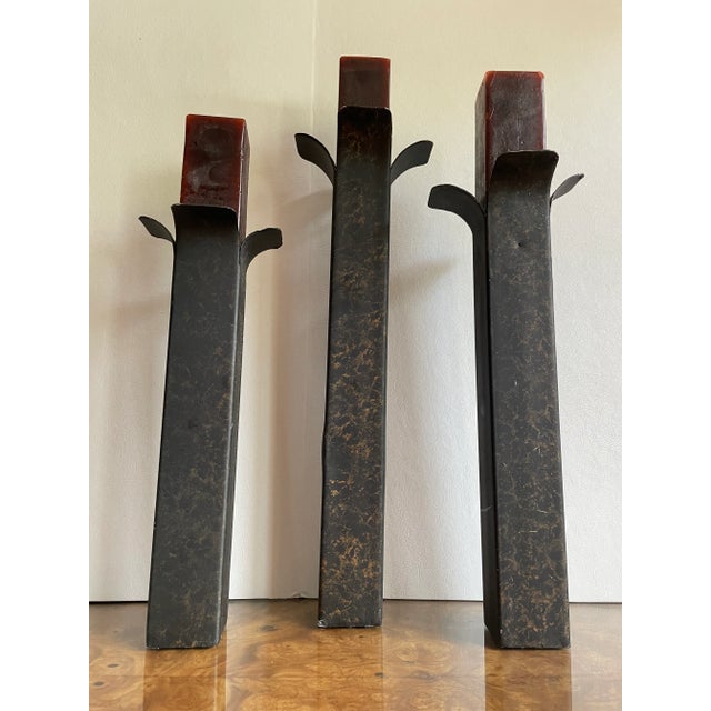 1980s 1980s Modernist Square Column Staggered Candle Holder Set of 3 For Sale - Image 5 of 5