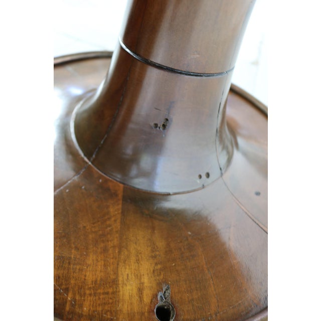 Goldenrod Round Ships Table in Dark Stained Wood with Brass Details by Gustavo Pulitzer-Finali, Italy, 1940s For Sale - Image 8 of 18