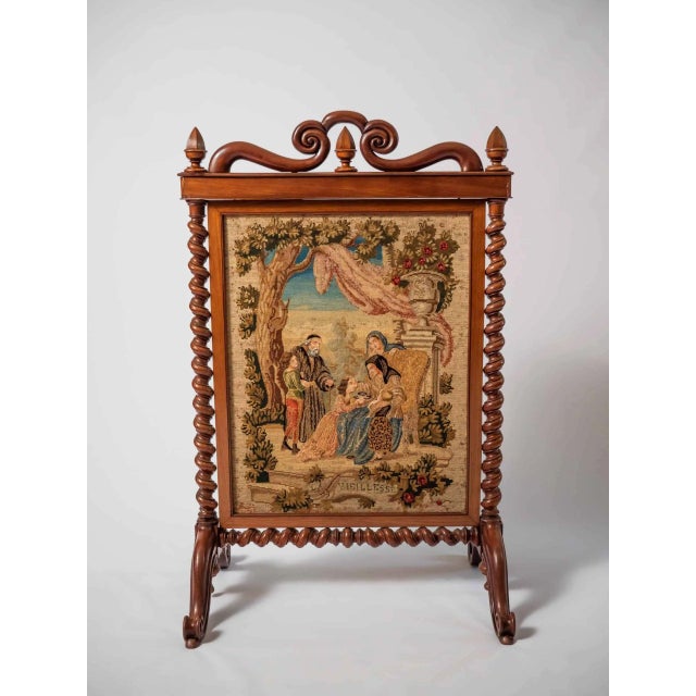 Antique Fireplace Screen with Tapestry For Sale - Image 9 of 9