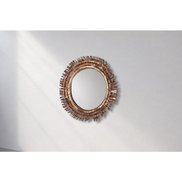 Mid-Century Modern Brutalist Eyelash Copper Mirror by Curtis Jere, Signe For Sale - Image 10 of 14