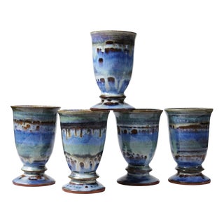 Vintage Glazed Ceramic Mazagrans, 1960s, Set of 5 For Sale