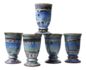 Vintage Glazed Ceramic Mazagrans, 1960s, Set of 5