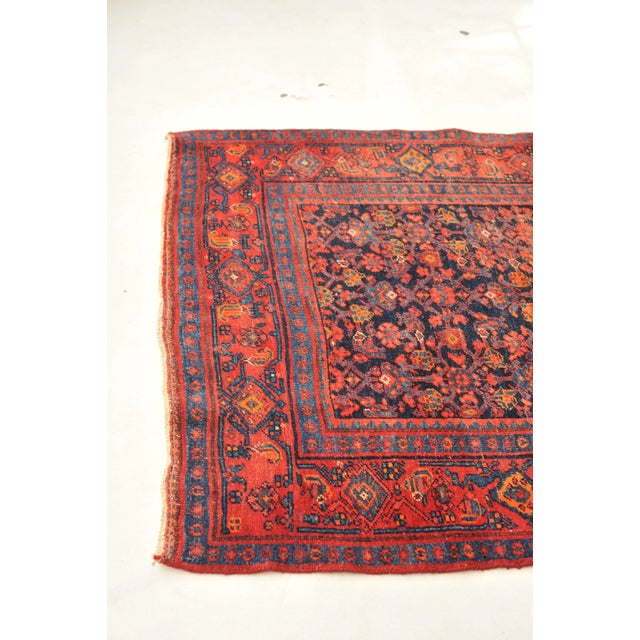 Vintage Fruit Punch, Charcoal & Indigo Runner Rug , 4.2 x 13.4 For Sale - Image 4 of 11