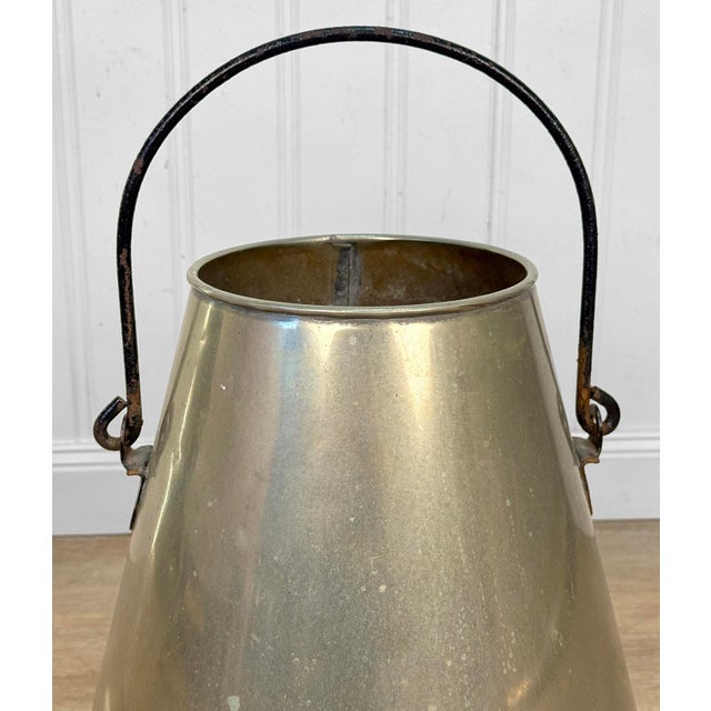 Antique Farmhouse Nickel Plated Brass Conical Cone Milking Can For Sale - Image 6 of 11